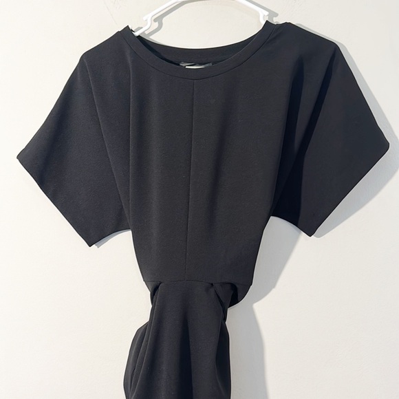 $225 Alexia Admor Black Ricki Midi Quiet Luxury tie Dress women size Medium - Picture 7 of 11